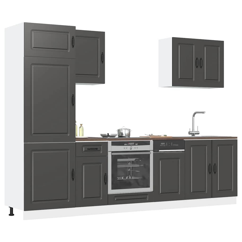 Set Mobili da Cucina 7 pz Kalmar Neri Legno Multistrato | homemem39