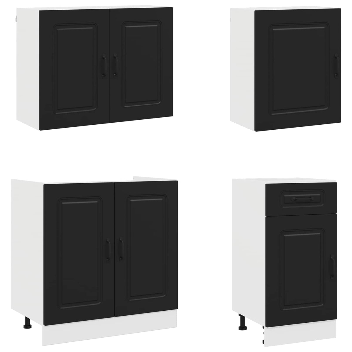Set Mobili da Cucina 7 pz Kalmar Neri Legno Multistrato