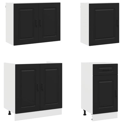 Set Mobili da Cucina 7 pz Kalmar Neri Legno Multistrato