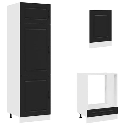 Set Mobili da Cucina 7 pz Kalmar Neri Legno Multistrato
