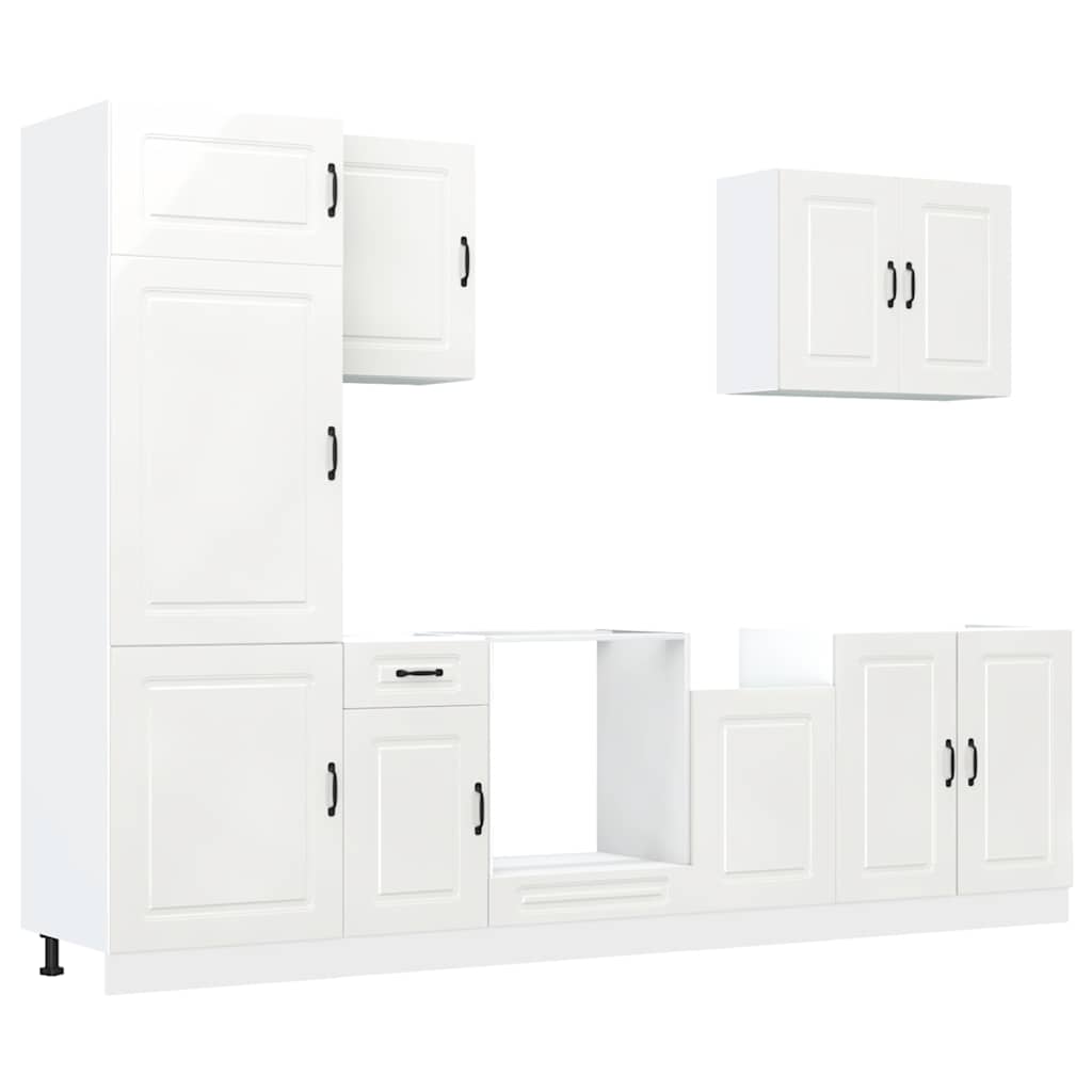 Set Mobili da Cucina 7 pz Kalmar Bianchi Lucido in Truciolato | homemem39