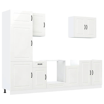 Set Mobili da Cucina 7 pz Kalmar Bianchi Lucido in Truciolato | homemem39