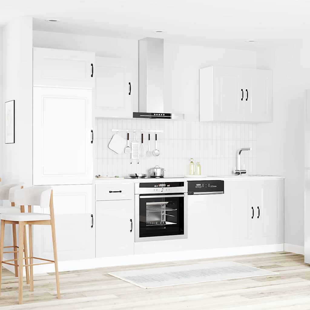 Set Mobili da Cucina 7 pz Kalmar Bianchi Lucido in Truciolato | homemem39