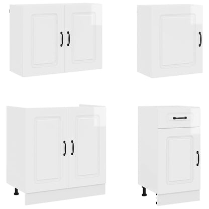 Set Mobili da Cucina 7 pz Kalmar Bianchi Lucido in Truciolato