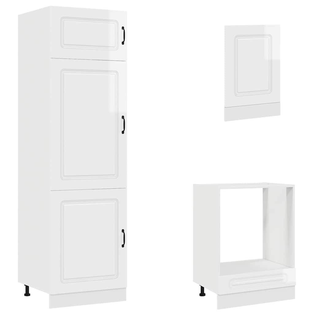 Set Mobili da Cucina 7 pz Kalmar Bianchi Lucido in Truciolato
