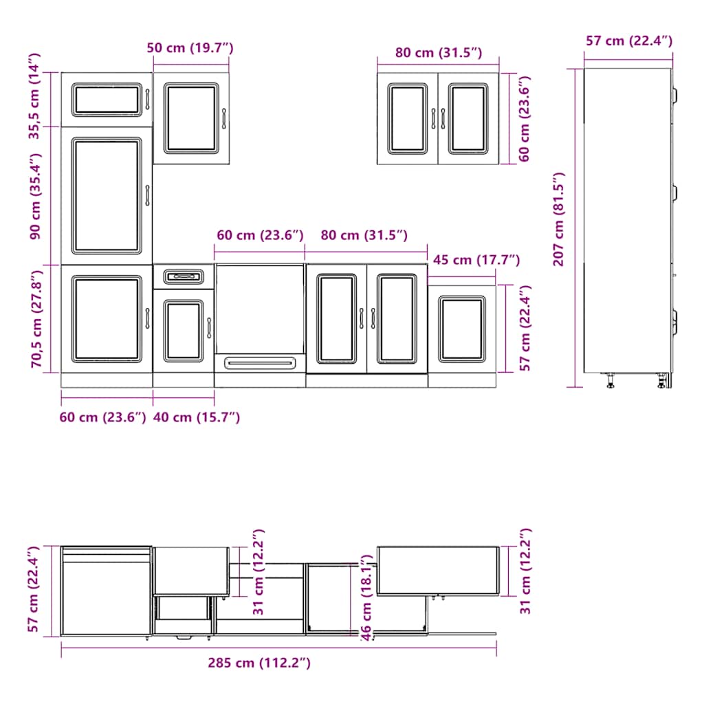 Set Mobili da Cucina 7 pz Kalmar Bianchi Lucido in Truciolato | homemem39