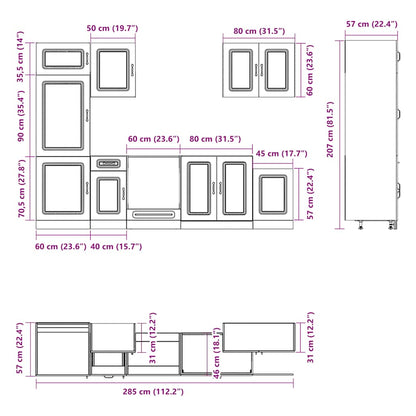 Set Mobili da Cucina 7 pz Kalmar Bianchi Lucido in Truciolato | homemem39