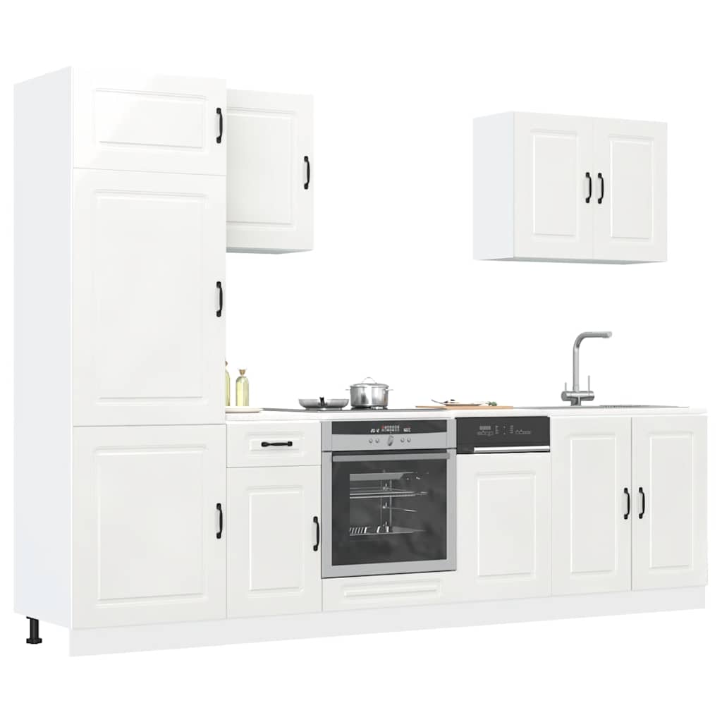 Set Mobili da Cucina 7 pz Kalmar Bianchi Lucido in Truciolato | homemem39