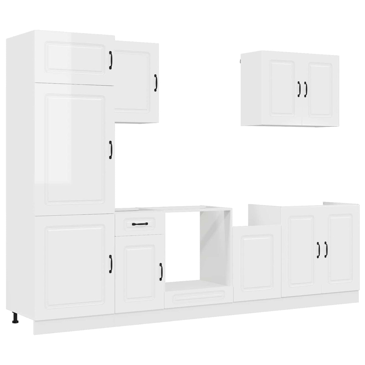 Set Mobili da Cucina 7 pz Kalmar Bianchi Lucido in Truciolato