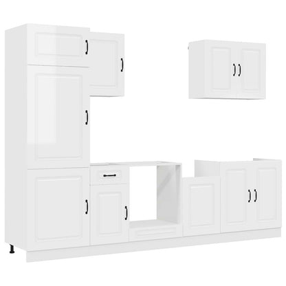 Set Mobili da Cucina 7 pz Kalmar Bianchi Lucido in Truciolato