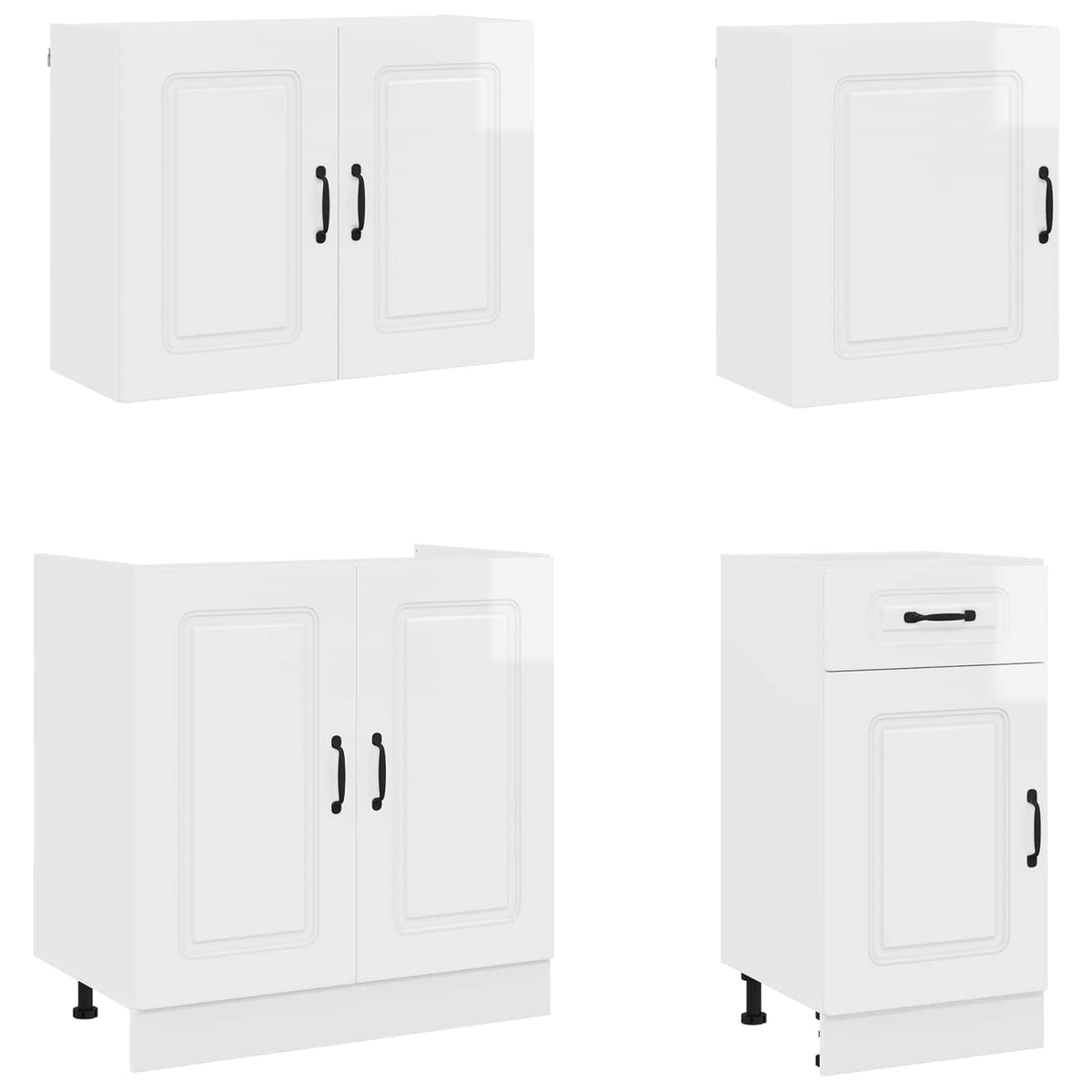 Set Mobili da Cucina 7 pz Kalmar Bianchi Lucido in Truciolato