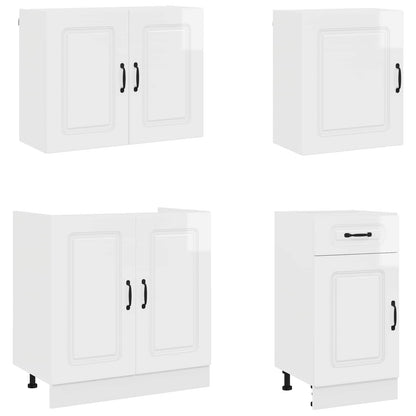 Set Mobili da Cucina 7 pz Kalmar Bianchi Lucido in Truciolato