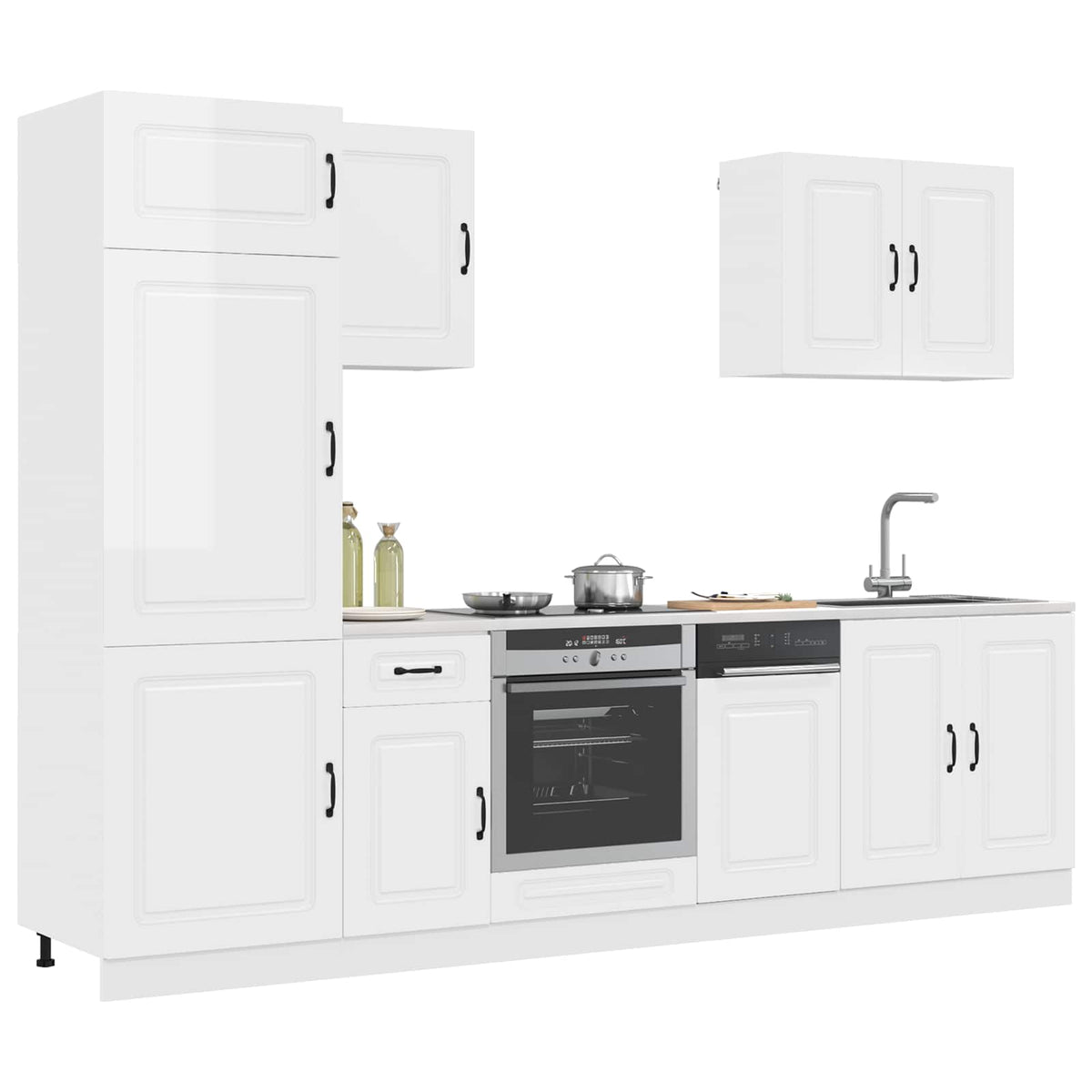 Set Mobili da Cucina 7 pz Kalmar Bianchi Lucido in Truciolato