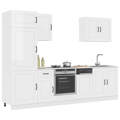 Set Mobili da Cucina 7 pz Kalmar Bianchi Lucido in Truciolato