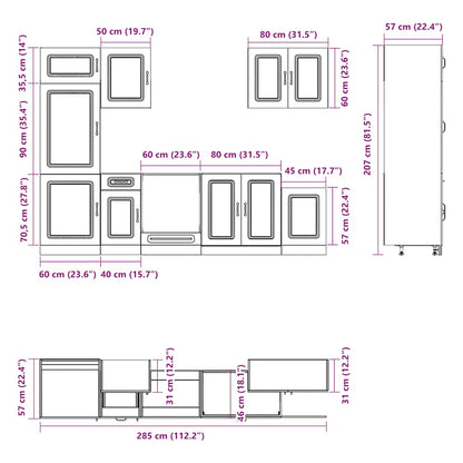 Set Mobili da Cucina 7 pz Kalmar Grigio Cemento in Truciolato | homemem39