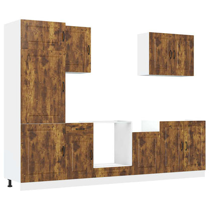 Set Mobili da Cucina 7 pz Kalmar Rovere Fumo Legno Multistrato | homemem39
