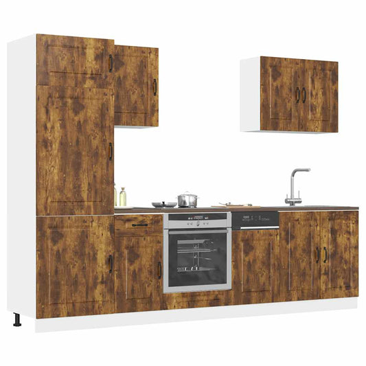 Set Mobili da Cucina 7 pz Kalmar Rovere Fumo Legno Multistrato | homemem39