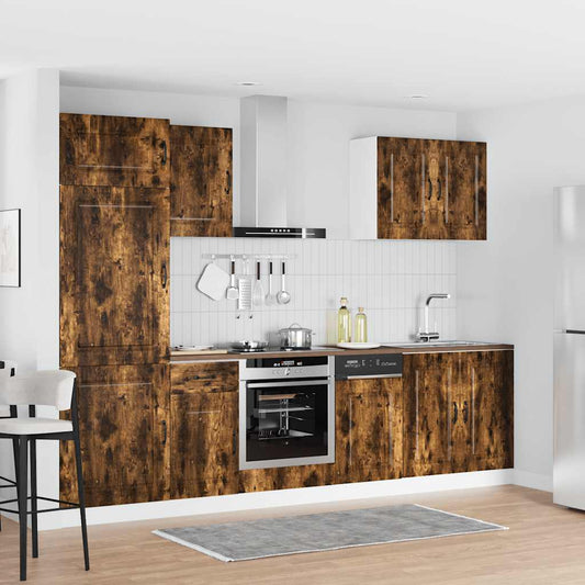 Set Mobili da Cucina 7 pz Kalmar Rovere Fumo Legno Multistrato