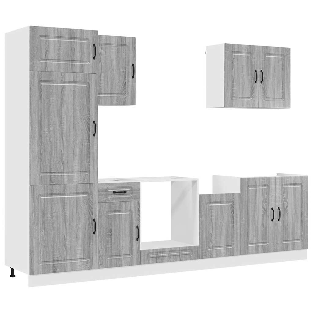 Set Mobili da Cucina 7 pz Kalmar Grigio Sonoma in Truciolato