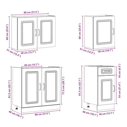 Set Mobili da Cucina 7 pz Kalmar Grigio Sonoma in Truciolato - homemem39