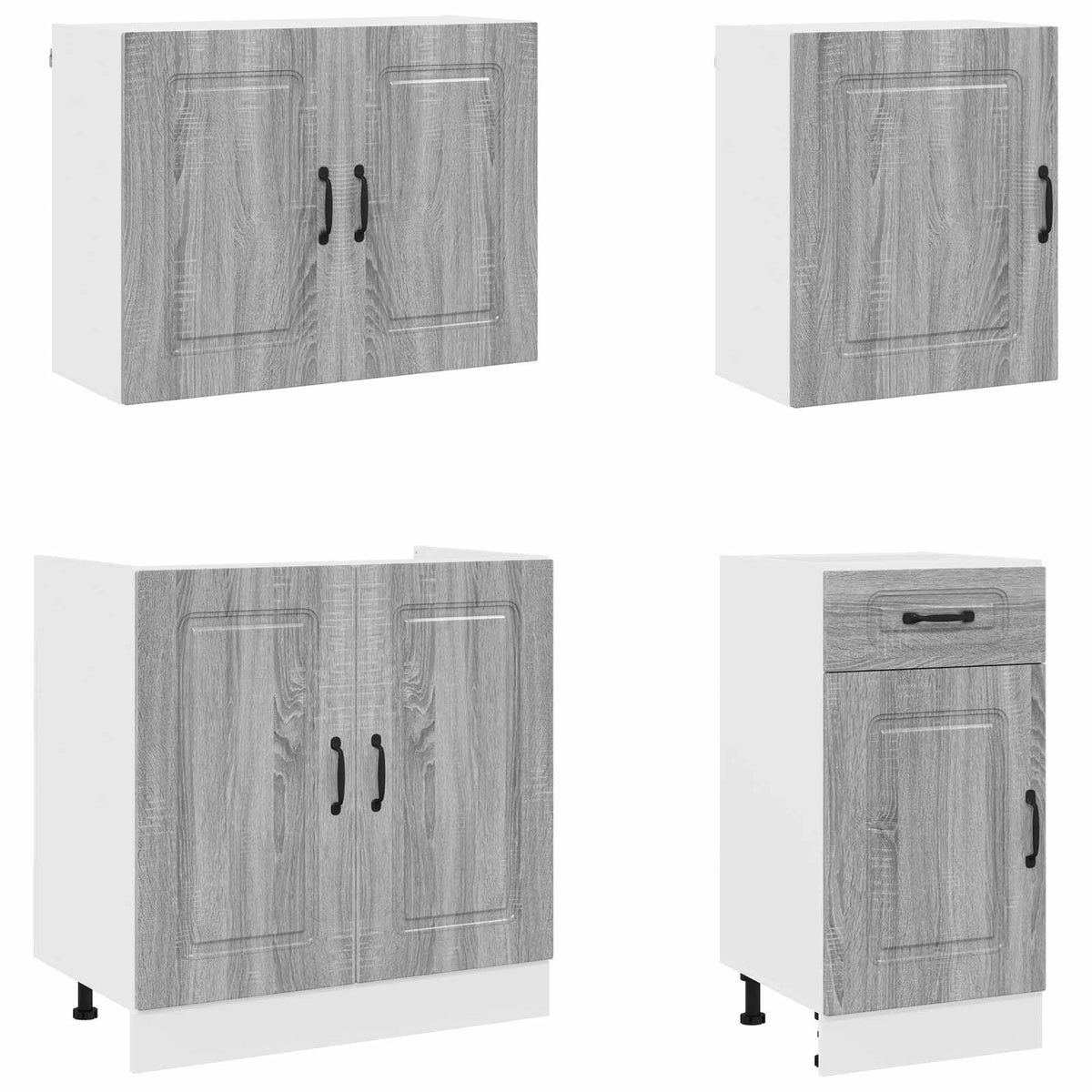 Set Mobili da Cucina 7 pz Kalmar Grigio Sonoma in Truciolato
