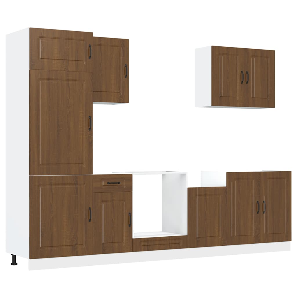 Set Mobili da Cucina 7 pz Kalmar Rovere Marrone in Truciolato | homemem39