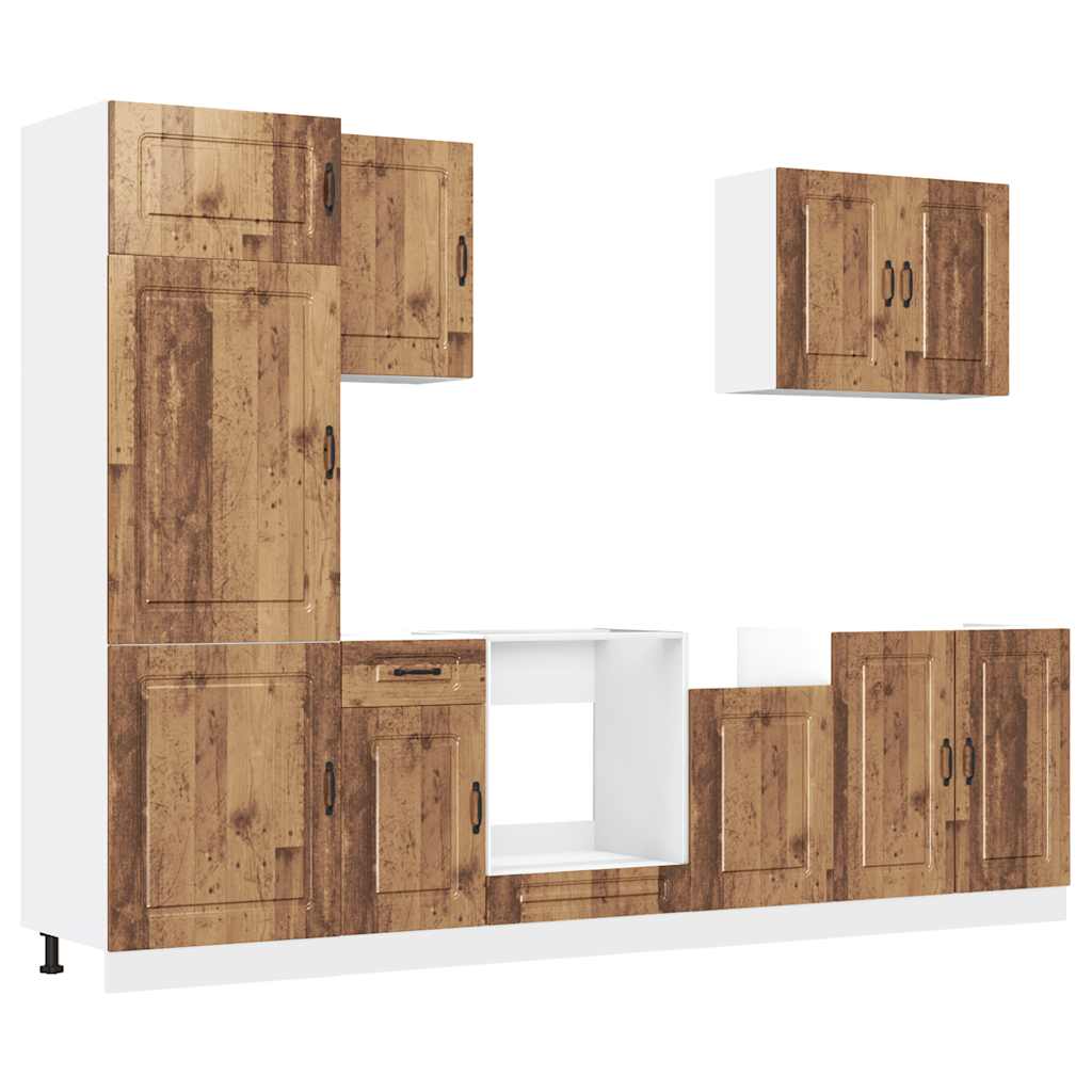 Set Mobili da Cucina 7 pz Kalmar Legno Vecchio in Truciolato