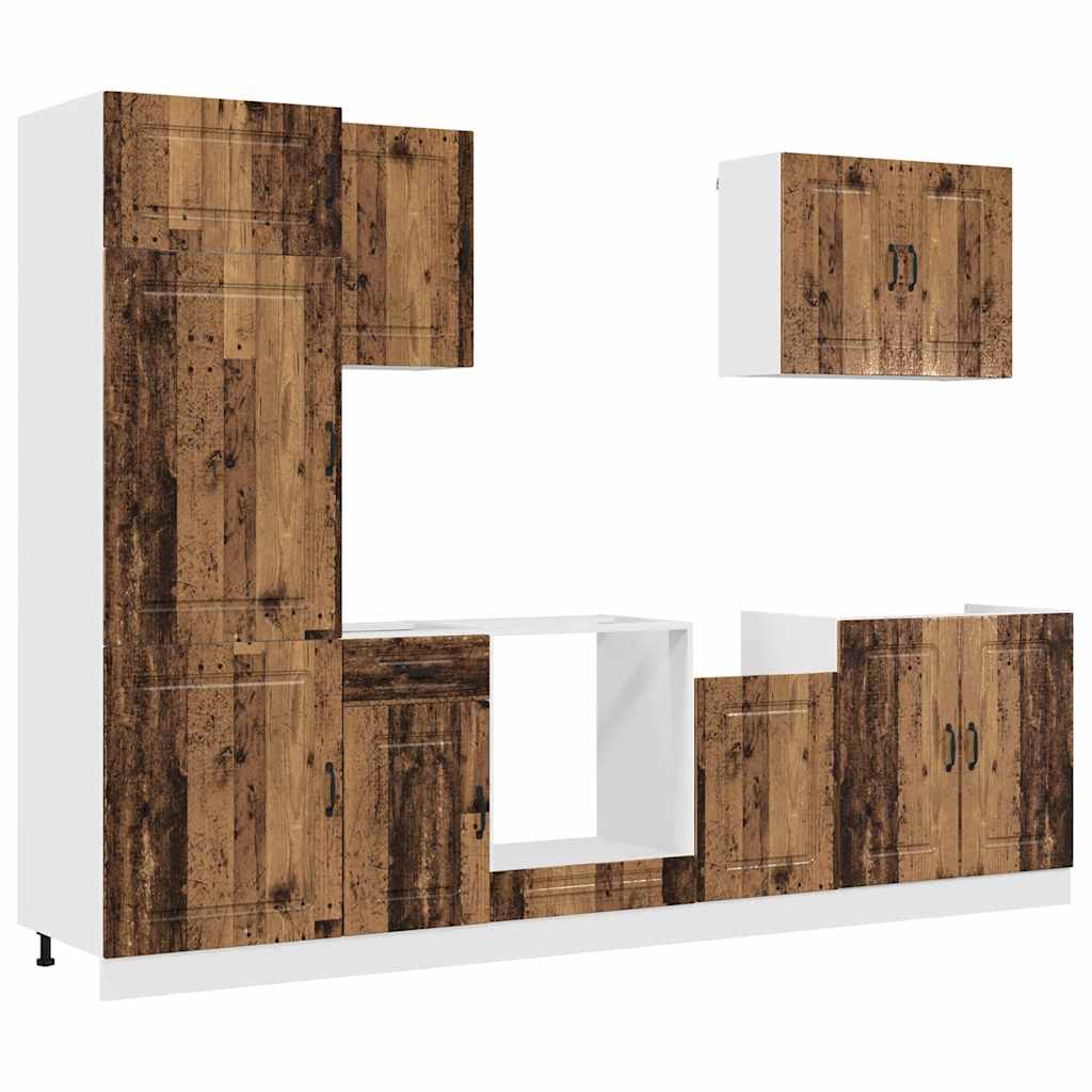 Set Mobili da Cucina 7 pz Kalmar Legno Vecchio in Truciolato