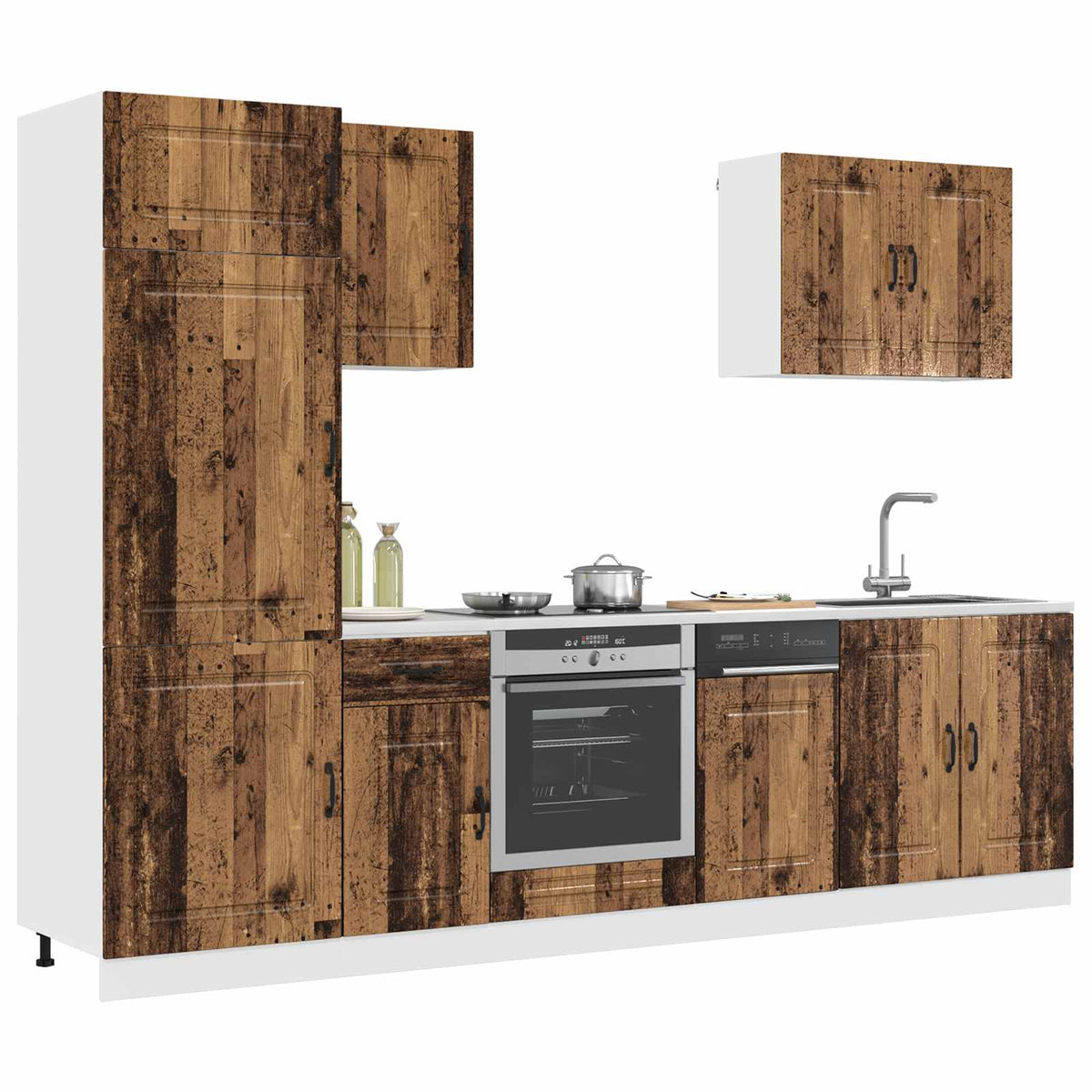 Set Mobili da Cucina 7 pz Kalmar Legno Vecchio in Truciolato