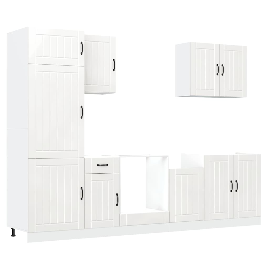 Set Mobili da Cucina 7 pz Lucca Bianco Legno Multistrato | homemem39