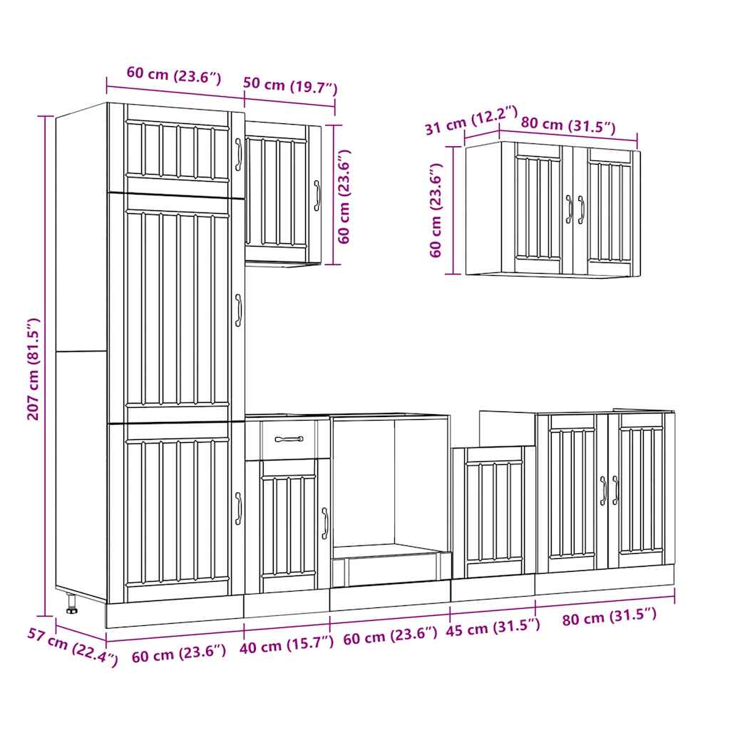 Set Mobili da Cucina 7 pz Lucca Bianco Legno Multistrato | homemem39