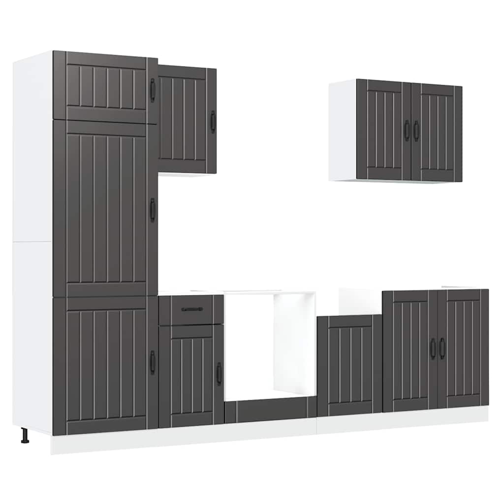 Set Mobili da Cucina 7 pz Lucca Neri Legno Multistrato | homemem39