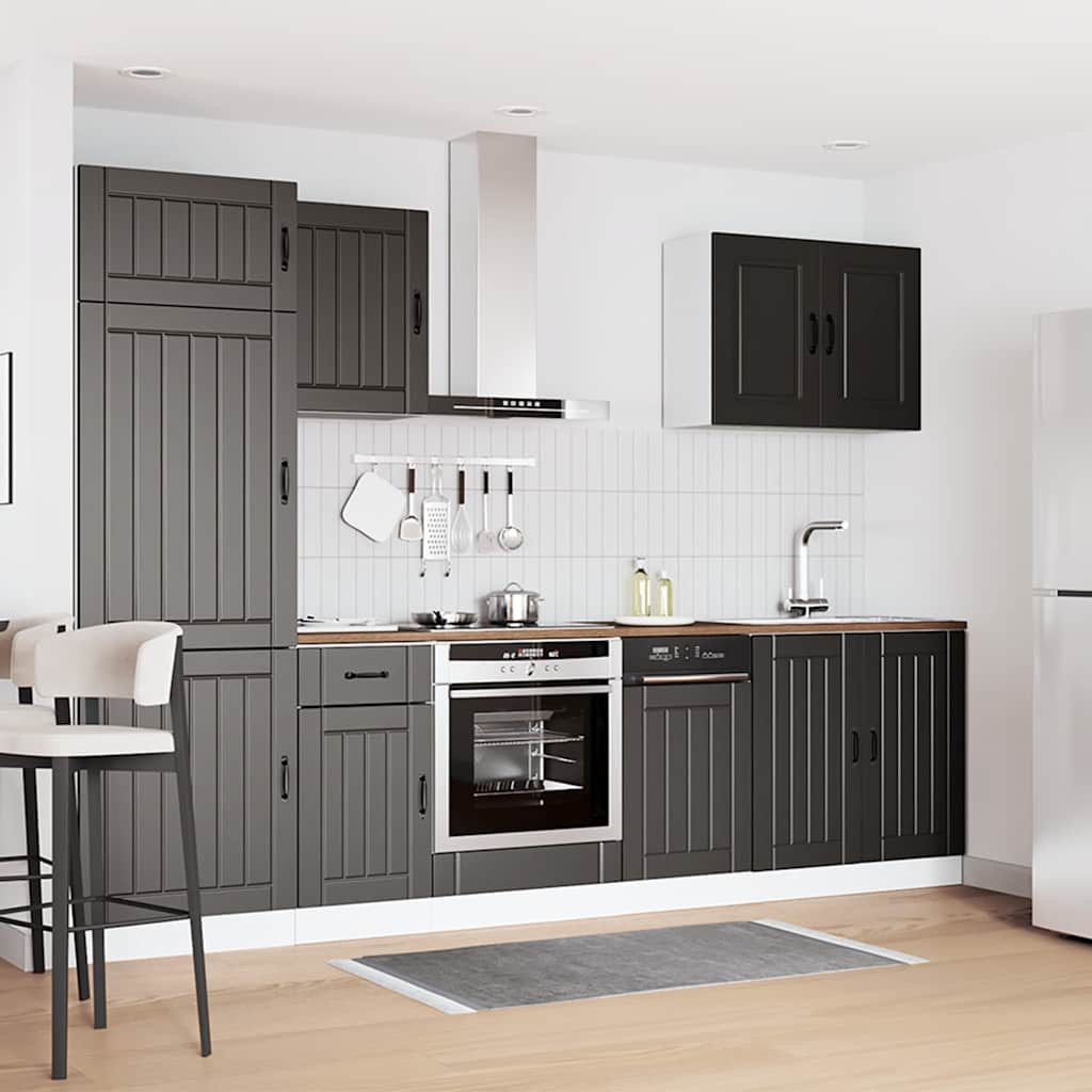 Set Mobili da Cucina 7 pz Lucca Neri Legno Multistrato | homemem39