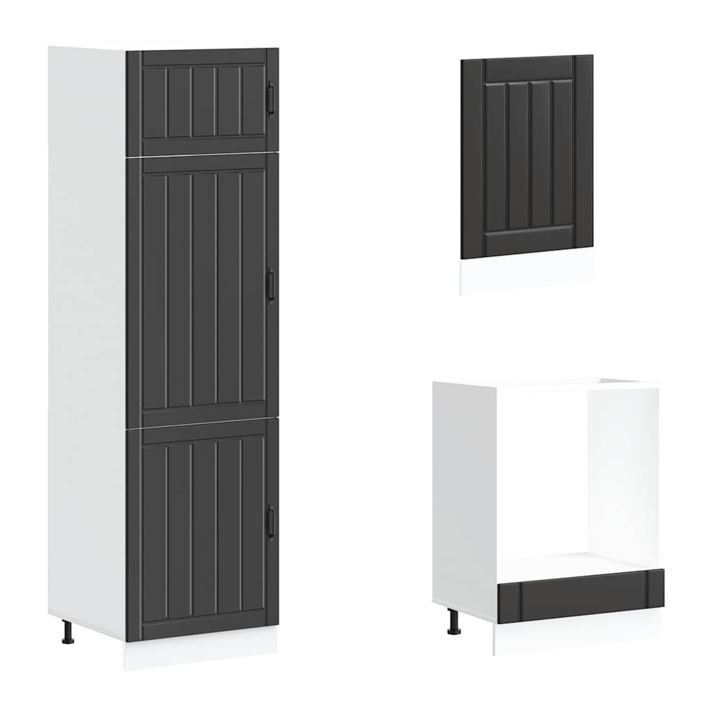 Set Mobili da Cucina 7 pz Lucca Neri Legno Multistrato | homemem39