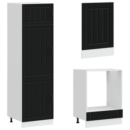 Set Mobili da Cucina 7 pz Lucca Neri Legno Multistrato