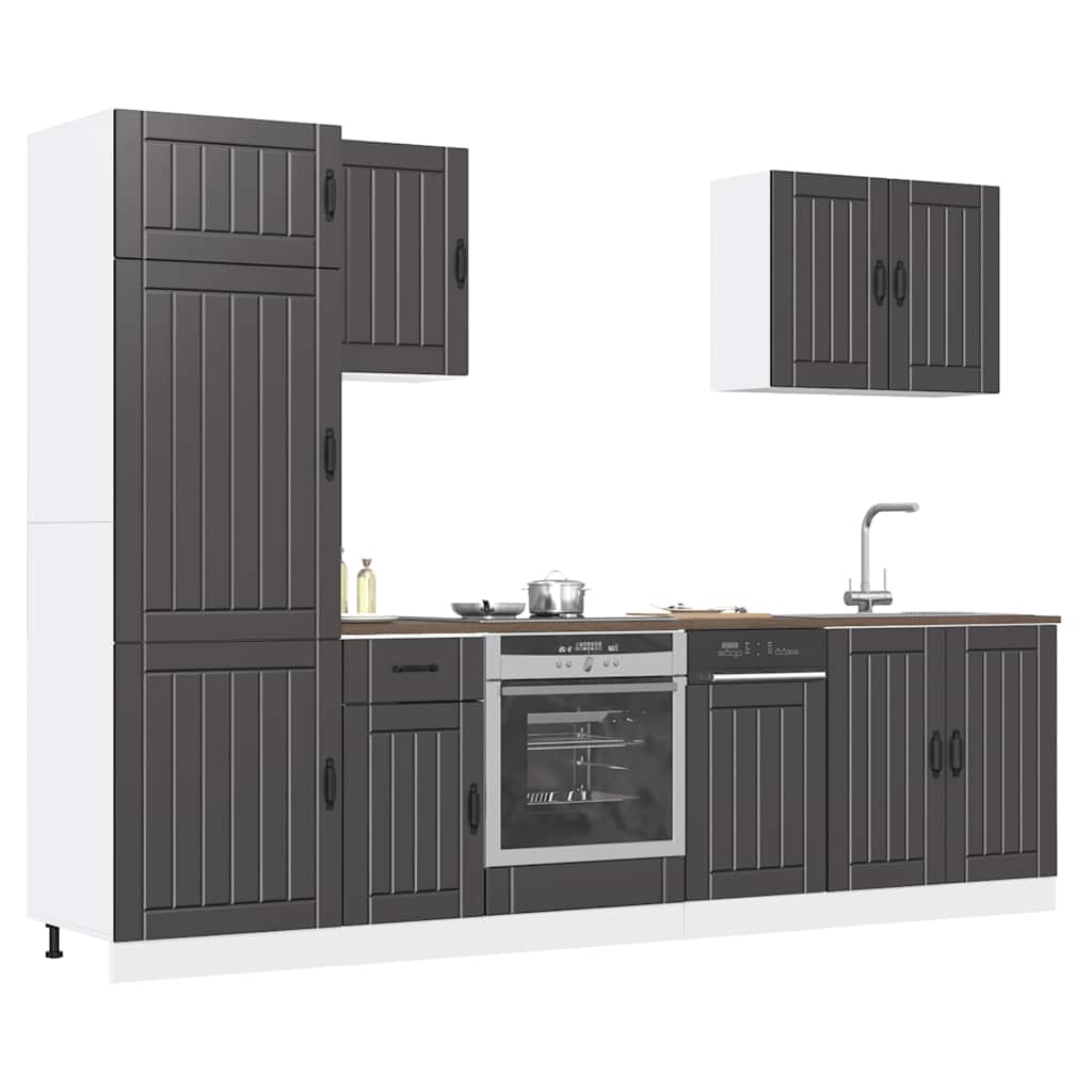 Set Mobili da Cucina 7 pz Lucca Neri Legno Multistrato | homemem39