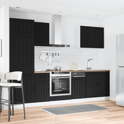 Set Mobili da Cucina 7 pz Lucca Neri Legno Multistrato