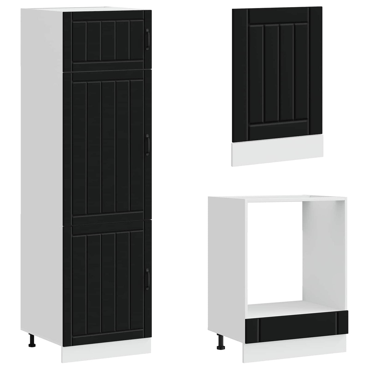 Set Mobili da Cucina 7 pz Lucca Neri Legno Multistrato