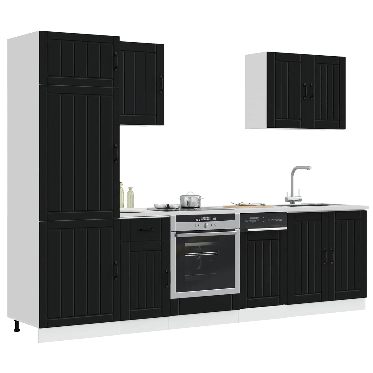 Set Mobili da Cucina 7 pz Lucca Neri Legno Multistrato
