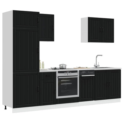 Set Mobili da Cucina 7 pz Lucca Neri Legno Multistrato