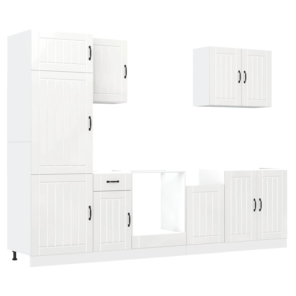 Set Mobili da Cucina 7 pz Lucca Bianchi Lucido in Truciolato | homemem39