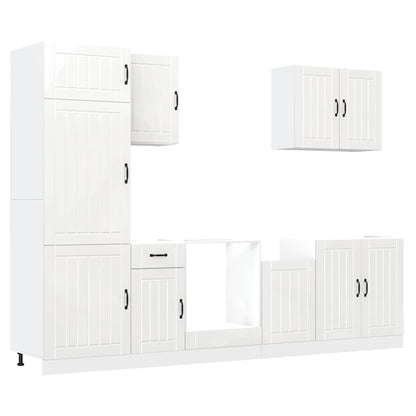 Set Mobili da Cucina 7 pz Lucca Bianchi Lucido in Truciolato | homemem39