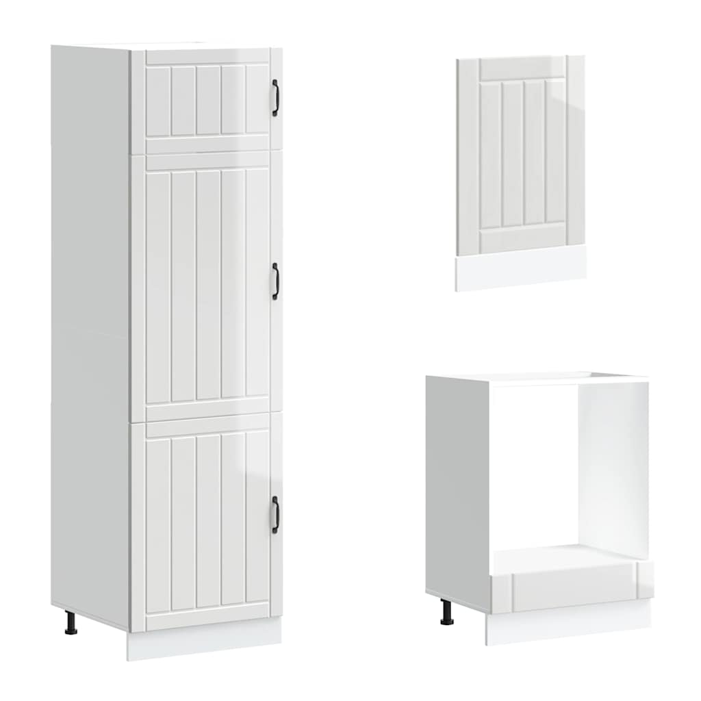 Set Mobili da Cucina 7 pz Lucca Bianchi Lucido in Truciolato | homemem39