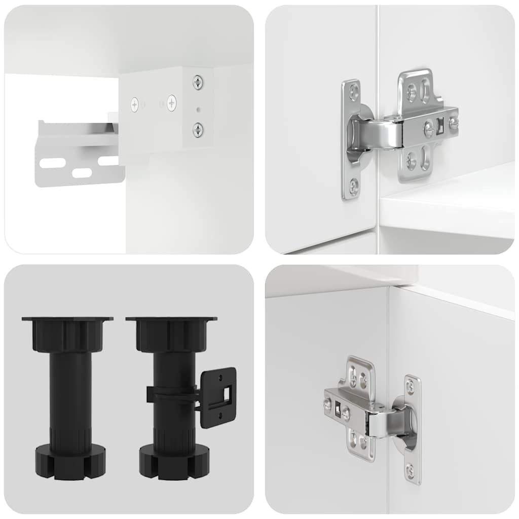 Set Mobili da Cucina 7 pz Lucca Bianchi Lucido in Truciolato | homemem39