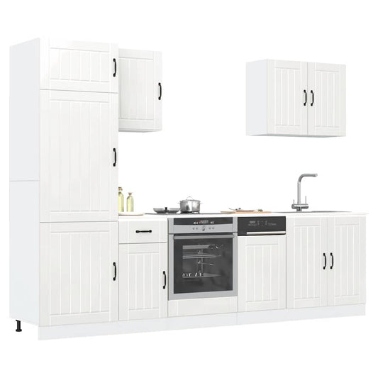 Set Mobili da Cucina 7 pz Lucca Bianchi Lucido in Truciolato | homemem39