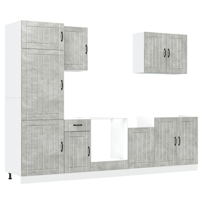 Set Mobili da Cucina 7 pz Lucca Grigio Cemento in Truciolato | homemem39