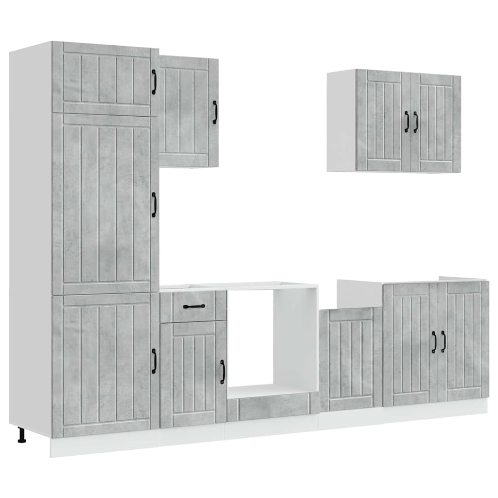 Set Mobili da Cucina 7 pz Lucca Grigio Cemento in Truciolato