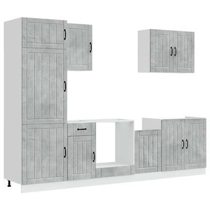 Set Mobili da Cucina 7 pz Lucca Grigio Cemento in Truciolato