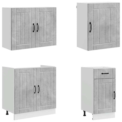 Set Mobili da Cucina 7 pz Lucca Grigio Cemento in Truciolato
