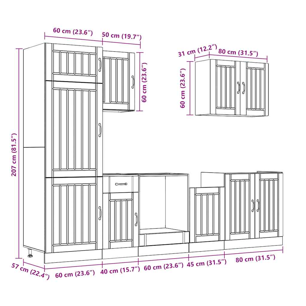Set Mobili da Cucina 7 pz Lucca Grigio Cemento in Truciolato | homemem39